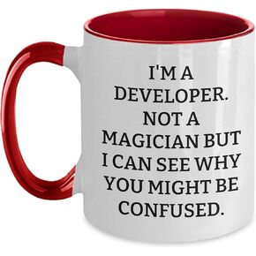 Developer's Delight Two Tone Coffee Mug, I'm Not A Magician But I Can See Why You Might Be Confused., Valentine's Unique Gifts from Men to Developer, Unique