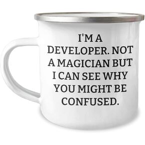 Developer's Valentine's Camping Mug, Funny Quote, Gifts from Men, Gifts for Developer, Unique Camping Gear