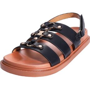DAYDAYGO Women's Fashion Sandals - Comfortable Flat Summer Sandals with Cushioned Footbed, Adjustable Straps, Non-Slip Sole, Elegant Buckle Design, Perfect for Casual, Travel, and Beachwear