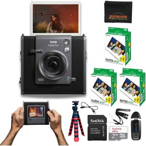 Fujifilm Instax Wide Evo Hybrid Form Film Camera مع 4 حزم Fujifilm Instax Wide Form Form Twin Pack + 16 جيجابايت بطاقة ذاكرة + حقيبة كاميرا + Octo Tripod + Sunshine Photo Microfiber Cleaning Cloying Cleaning