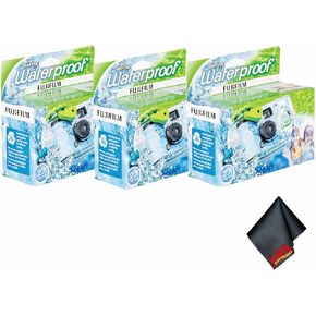 Fujifilm Quicksnap 800 مقاومة للماء 35 مم كاميرا متاح مرة واحدة (3x 27 تعرض) + قطعة قماش تنظيف الألياف الدقيقة