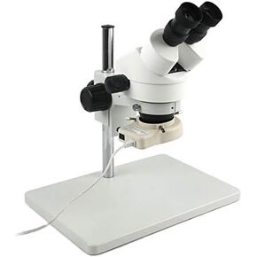 7X - 45X Continuous Zoom Industrial Binocular Microscope Magnification Stereo Microscope LED Ring Light Compatible with Phone PCB Soldering (Color : White) (Gold)
