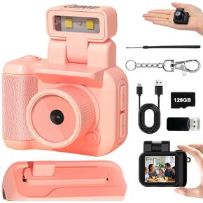 Mini Retro Video Camera Digital, Mini Keychain Camera with Sd Card, Portable Tiny Nostalgic Digital Camera, 1080p Hd with Led Flash Light (Black 32GB)