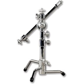 Mini C Stand with Boom Arm, Stainless Steel Photography Light Stand, Adjustable Height 3.6-12.4ft, 10 Kg Load Bearing, for Reflector, Umbrella, Softbox, Monolight