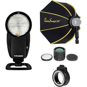 Profoto A10 On and Off Camera Flash for Fujifilm Camera, Bundle with PS-B24K 24" Softbox, OTA-C Softbox Adapter, Color Filter and Shapers Kit
