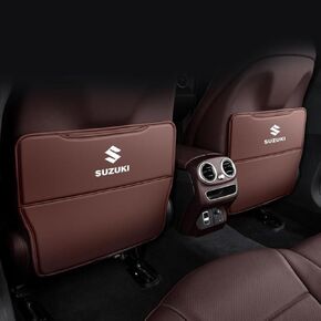 Custom 2PCS Car Kick Mats Back Seat Protector for Suzuki S-Cross 2016-2023, Automotive Leather Back Seat Protector with Storage Bag, Interior Car Accessories,C-Coffee