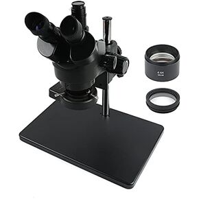 Microscope Trinocular Stereo Microscope 3.5X-90X Continuous Zoom + 0.5X/2X Auxiliary Objective Lens +56 LED Ring Lamp +Big Size Metal Stand (Color : White) (Red)