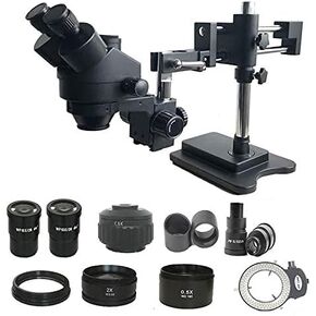3.5X-90X Double Boom Zoom Simul Focal trinocular Stereo Microscope 38MP HDMI USB SMD microscopio Camera Phone PCB Repair Tools (Color : 3.5X 180X BK 38MP) (3.5X 180x Bk)