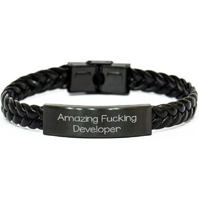 Amazing F-king Developer Valentine's Day Unique Gift for Him, Braided Leather Developer's Accessory, Unique Programmer's Present, Gifts from Men to Developer Friends, Developer Birthday Unique Gift