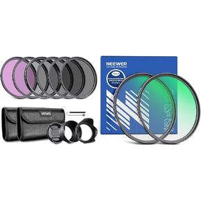 Neewer 72mm ND Lens Filter Kit (UV, CPL, FLD, ND2, ND4, ND8, Lens Hood, Lens Cap) and 2 Pack 1/4 & 1/8 Black Diffusion Mist Camera Lens Filter Compatible with Canon Nikon Sony Panasonic DSLR Cameras