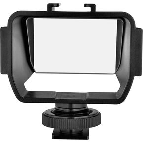 Andoer Universal Camera Selfie Vlog Flip Up Mirror Screen with 3 Cold Shoe Mounts for Installing Microphone Mini LED Light Compatible with Sony A6000 A6300 A6500 A72 Series/A73 Series Nikon Z6/Z7