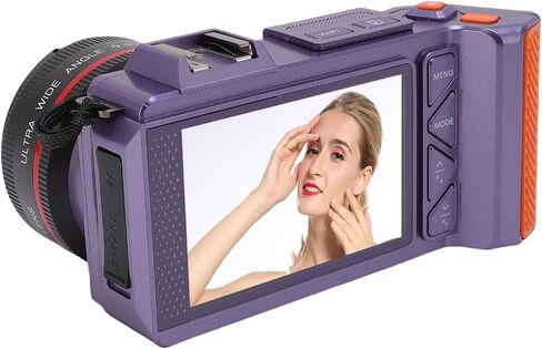 كاميرا رقمية 4K للتصوير الفوتوغرافي ، FHD Autofocus 70mp Dual Screen 50x Zoom F1.8 Aperture DSLR Camera مع Flash لمشاركي المحتوى (أسود) in Kuwait