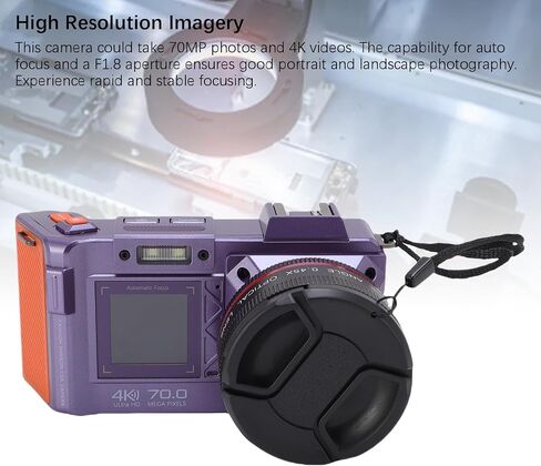 كاميرا رقمية 4K للتصوير الفوتوغرافي ، FHD Autofocus 70mp Dual Screen 50x Zoom F1.8 Aperture DSLR Camera مع Flash لمشاركي المحتوى (أسود) in Kuwait