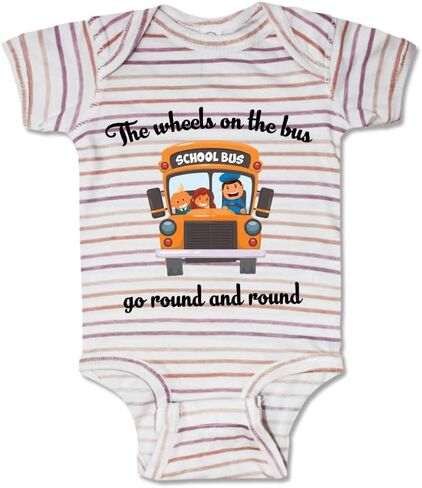 Cute Rascals Baby Bodysuit The Wheels on The Bus Go Round and Round Funny Humor Funny Cotton in Saudi Arabia