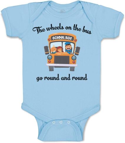Cute Rascals Baby Bodysuit The Wheels on The Bus Go Round and Round Funny Humor Funny Cotton in Saudi Arabia