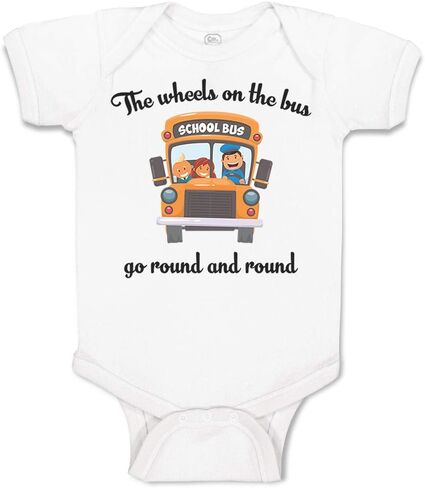Cute Rascals Baby Bodysuit The Wheels on The Bus Go Round and Round Funny Humor Funny Cotton in Saudi Arabia