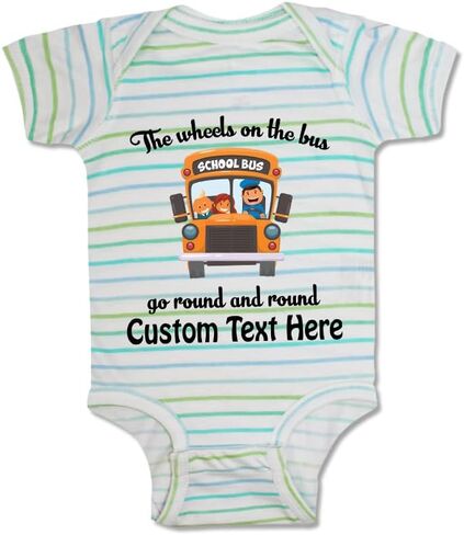 Cute Rascals Baby Bodysuit The Wheels on The Bus Go Round and Round Funny Humor Funny Cotton in Saudi Arabia