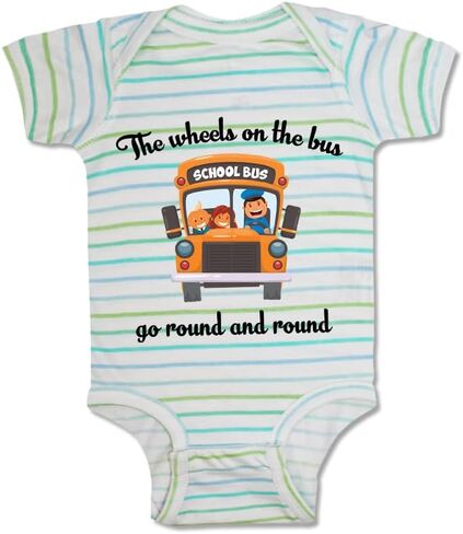 Cute Rascals Baby Bodysuit The Wheels on The Bus Go Round and Round Funny Humor Funny Cotton in Saudi Arabia