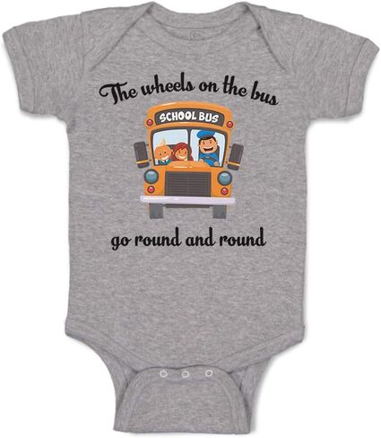 Cute Rascals Baby Bodysuit The Wheels on The Bus Go Round and Round Funny Humor Funny Cotton in Saudi Arabia