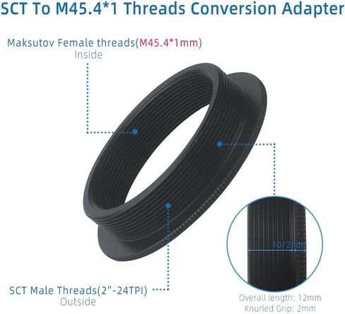 ملحقات التلسكوب SCT ذكر إلى محول T-Ring Edapter 2 بوصة 24TPI إلى M45.41mm محول خيط تلسكوب in Saudi Arabia