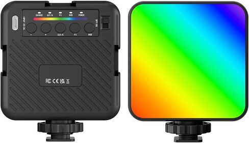 RGB Video Light ، 8 مستويات تعديل الفوتوغرافي محمولة ضوء ، 9 تأثيرات مشهد FX ، ضوء الكاميرا LED مع 3 حوامل أحذية باردة 1/4in ثقب المسمار لفكر ، البث المباشر in Saudi Arabia