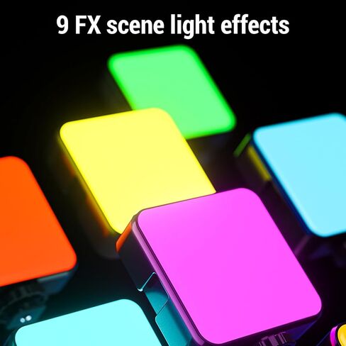 RGB Video Light ، 8 مستويات تعديل الفوتوغرافي محمولة ضوء ، 9 تأثيرات مشهد FX ، ضوء الكاميرا LED مع 3 حوامل أحذية باردة 1/4in ثقب المسمار لفكر ، البث المباشر in Saudi Arabia