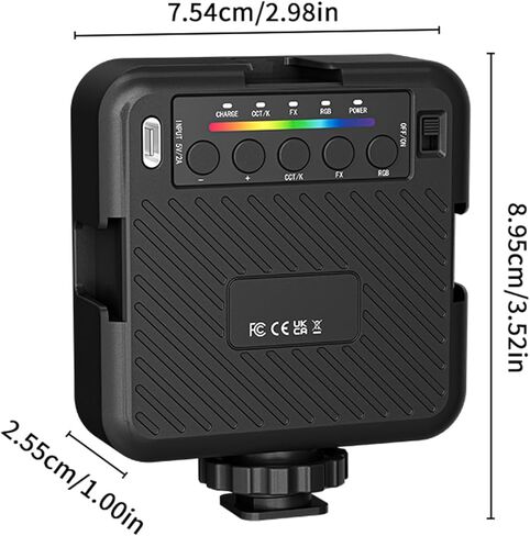 RGB Video Light ، 8 مستويات تعديل الفوتوغرافي محمولة ضوء ، 9 تأثيرات مشهد FX ، ضوء الكاميرا LED مع 3 حوامل أحذية باردة 1/4in ثقب المسمار لفكر ، البث المباشر in Saudi Arabia
