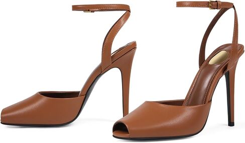 Square Open Toe Heeled Sandals for Women Patent Leather Stiletto High Heels Peep Toe Ankle Strap Backless Pumps Fashion Casual Dressy Party Shoes in Kuwait