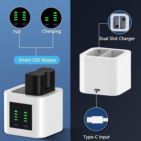 2-Pack 6040mAh Rechargeable Batteries with Charger Station for Ring-Doorbell Camera 2/3/4, Spotlight Camera and Stick Up Cam in Saudi Arabia