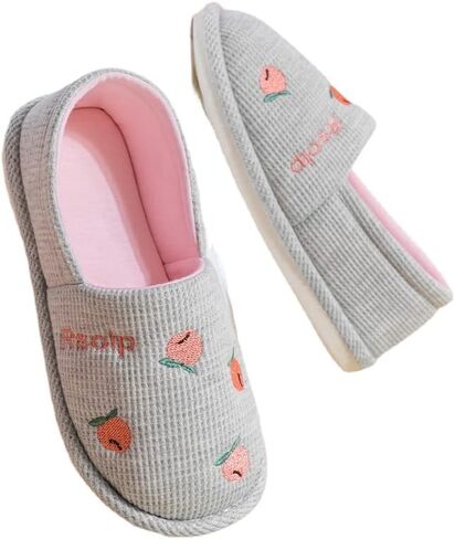 Kawaii Fuzzy Strawberry Slippers Cute Soft Warm Cozy House Slippers Winter Fluffy Funny Shoes in Kuwait