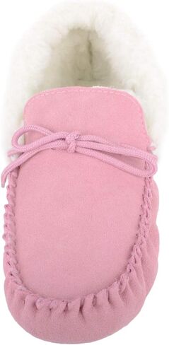 SNUGRUGS Womens Wool Lined Moccasin Slippers with Soft Sole & Wool Cuff in Saudi Arabia