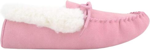 SNUGRUGS Womens Wool Lined Moccasin Slippers with Soft Sole & Wool Cuff in Saudi Arabia