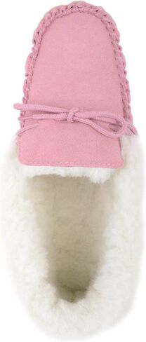 SNUGRUGS Womens Wool Lined Moccasin Slippers with Soft Sole & Wool Cuff in Saudi Arabia