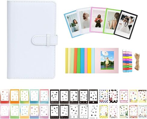 Instant Film Accessories Kit for Instax Mini LiPlay 12 11 9 8+ 8 evo 99 SE 40 90 70 50S 26 25 7S Camera,Include Album/Film Stickers/Magnetic Photo Frames/Hanging Frame, Clay White, Classic in Saudi Arabia