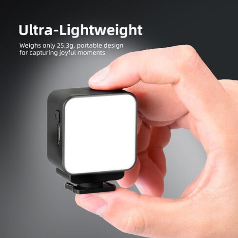 Auxiliary Light,LED Video Light for DJI Osmo Pocket 3/Action 5 Pro/Action 4 3/Gopro Series,Compact Rechargeable 300mAh Type-C 3000k-6500k Color Temperature Adjustable (Black) in Saudi Arabia