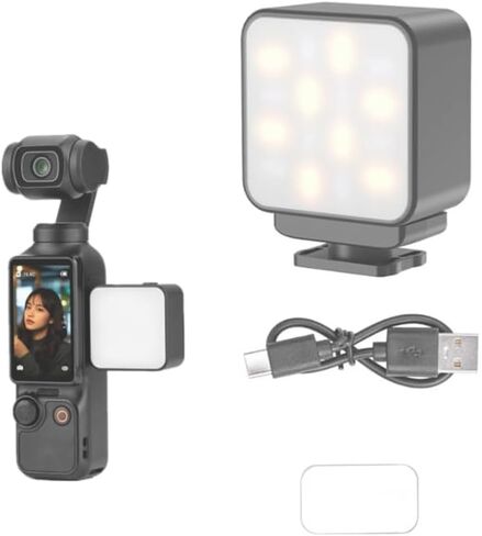 Auxiliary Light,LED Video Light for DJI Osmo Pocket 3/Action 5 Pro/Action 4 3/Gopro Series,Compact Rechargeable 300mAh Type-C 3000k-6500k Color Temperature Adjustable (Black) in Saudi Arabia