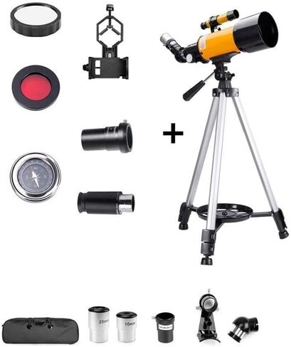 70mm Refractor Telescope for Kids & Beginners, 400mm Focal Length, Portable Travel Telescope for Stargazing & Planet Observation(Khaki) in Saudi Arabia