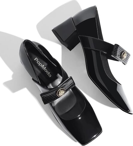 Womens Mary Jane Shoes Pumps Low Heels Closed Squera Toe Chunky Comfortable Dress Shoes Bow Tie Wedding Bride in Saudi Arabia