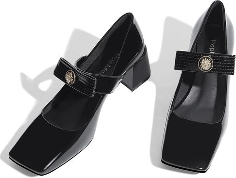 Womens Mary Jane Shoes Pumps Low Heels Closed Squera Toe Chunky Comfortable Dress Shoes Bow Tie Wedding Bride in Saudi Arabia