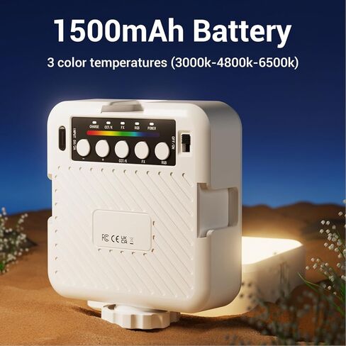 RGB Video Light LED Camera Light Portable Photography Light CRI 95+ 3000-6500K FX Effects for Various Scenes (White) in Saudi Arabia
