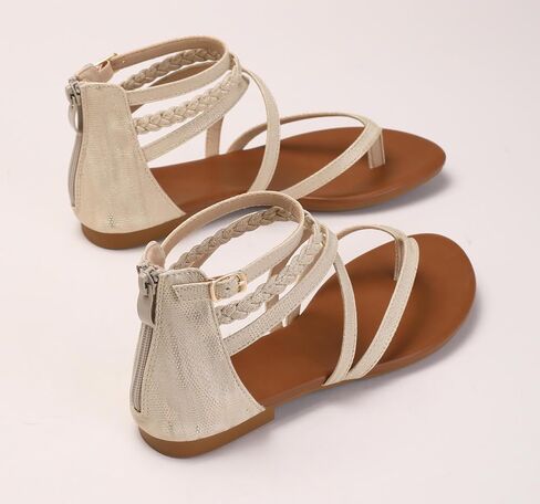 Women's Summer Strappy Flat Sandals Casual Gladiator Shoes Open Toe Sparkly Crossover Straps Dressy Fisherman Thong Sandals for Walking Beach Vacation in Kuwait