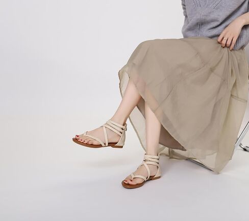 Women's Summer Strappy Flat Sandals Casual Gladiator Shoes Open Toe Sparkly Crossover Straps Dressy Fisherman Thong Sandals for Walking Beach Vacation in Kuwait