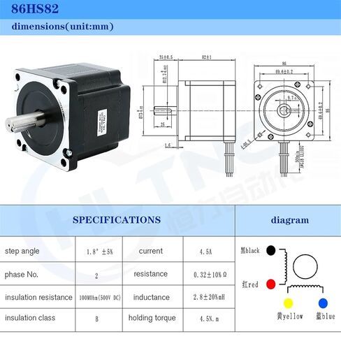 NEMA34 86HS82 4.5NM 640OZIN 4.5A DC 2PHASE Stepper Motor مع عمود مفتاح واحد مزدوج 14 مم لجهاز التوجيه الطحن المنفرد (رمح مزدوج) in Kuwait