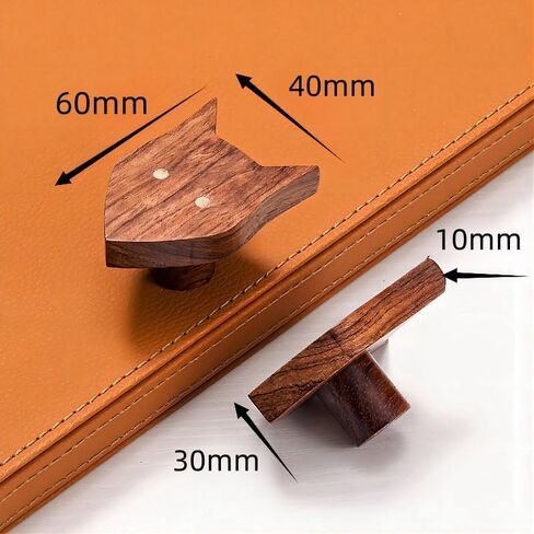 Drawer Pulls， Wood Pull Handles ，Wood Pull Handles 2Pcs Animal Log Hook Wardrobe Cabinet Handle Children's Room Door Knob Black Walnut Tyrannosaurus Rex(Black Walnut,Dog) in Saudi Arabia