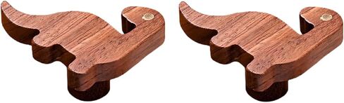 Drawer Pulls， Wood Pull Handles ，Wood Pull Handles 2Pcs Animal Log Hook Wardrobe Cabinet Handle Children's Room Door Knob Black Walnut Tyrannosaurus Rex(Black Walnut,Dog) in Saudi Arabia