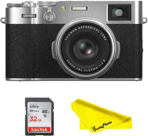 Fujifilm X100VI Digital Camera-مستشعر 40 ميجابكسل APS-C ، تثبيت الجسم ، عدسة الكاميرا الهجينة ، شاشة اللمس الميل (حزمة Pro ، Silver) in Kuwait