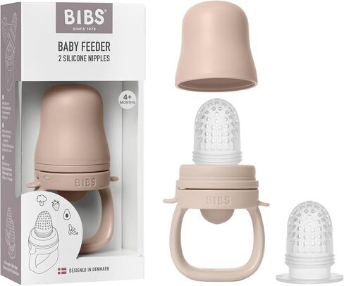 BIBS Baby Feeder with 2 Silicone Nipples, Compatible with Freezer Tray, Easy-Grip, BPA-Free - Ideal for Teething & Self-Feeding, 4+ Months - Ivory in Saudi Arabia