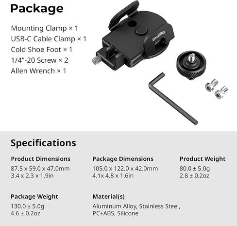 SMALLRIG Universal SSD Holder with Cold Shoe Cable Clamp, 40-60mm Wide Clamping, SSD Mount Bracket for MagSafe, for Samsung T5 T7 SSD, for SanDisk SSD, Compatible with iPhone and Camera Cage - 5196 in Saudi Arabia