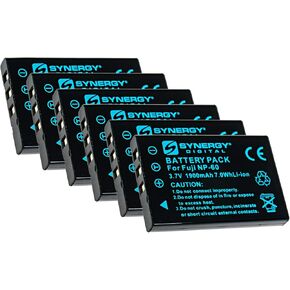 Synergy Digital Camera Batteries, Compatible with Rollei Movieline SD-5 Digital Camera, (Li-ion, 3.7V, 1900 mAh), Replacement for Fuji NP-60 Battery, Pack Includes: 6 x SDNP60 Batteries
