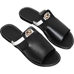 Verdusa Women's Open Toe Dressy Sandals PU Leather Slip on Summer Slides
